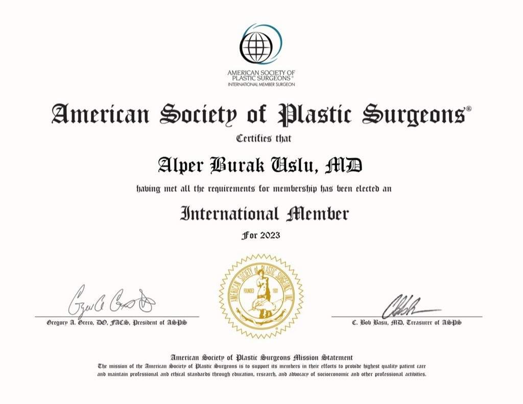 Sertifika · Op. Dr. Alper Burak Uslu
