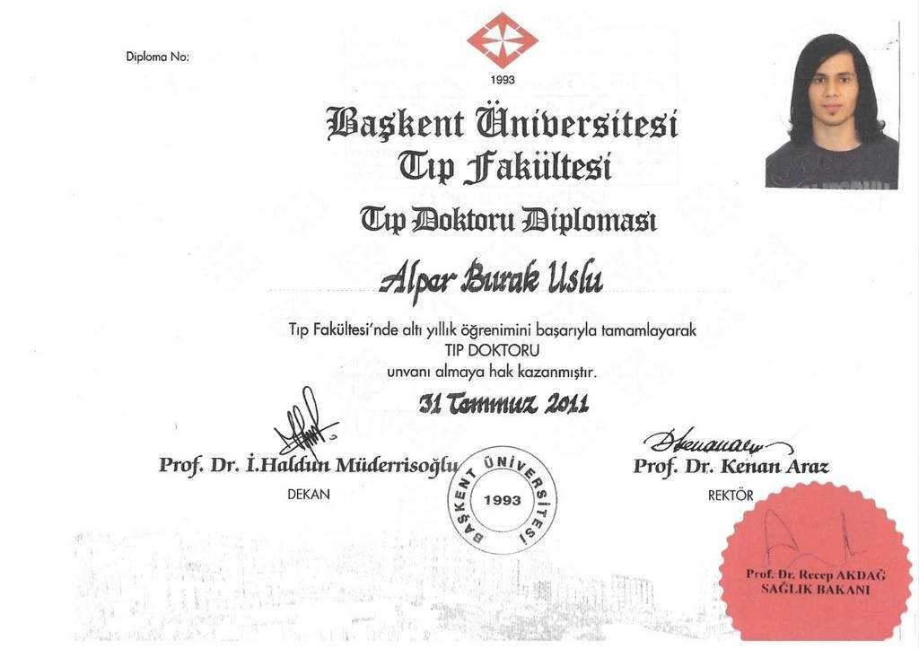 Sertifika · Op. Dr. Alper Burak Uslu
